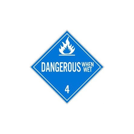 PLACARD, DANGEROUS WHEN WET 4,